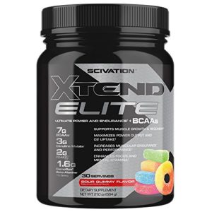 Scivation Xtend Elite BCAA Powder  Branched Chain Amino Acids  BCAAs  Sour Gummy  30 Serving