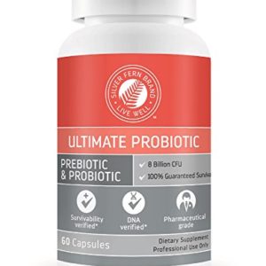 Silver Fern Ultimate Probiotic Supplement Vegicaps - Daily Metabolic Restoration  100  Survivability  DNA Verified Multi-Strain Bacillus Probiotic Capsules (1 Bottle - 60 Capsules)