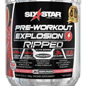 Six Star Explosion Ripped Pre Workout Thermogenic  Preworkout Energy  Weight Loss  Watermelon  5 91 oz  (168g)  30 Servings