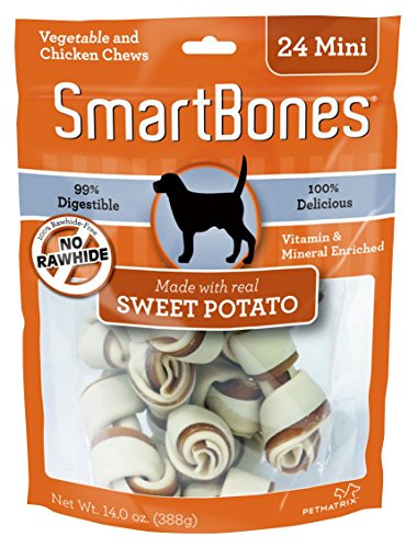 SmartBones Sweet Potato Dog Chew  Mini  24 pieces pack