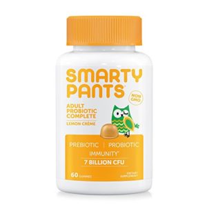 SmartyPants Adult Probiotic Complete  Vegan  Probiotics   Prebiotics  Digestive   Immune Support  Gummies  7 billion CFU  NON-GMO  NO REFRIGERATION REQUIRED  Lemon Creme  60 Count (30 Day Supply)