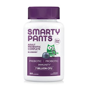 SmartyPants Adult Probiotic Complete  Vegan Probiotics   Prebiotics  Digestive   Immune Support  Gummies  7 billion CFU  NON-GMO  NO REFRIGERATION REQUIRED  Blueberry Flavor  60 Count (30 Day Supply)