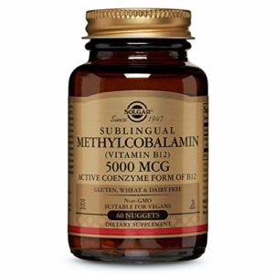 Solgar Sublingual Methylcobalamin (Vitamin B12) 5000 mcg  Active Coenzyme Form of B12  Non-GMO  60 Nuggets