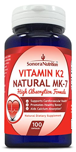 Sonora Nutrition Vitamin K2 Natural MK-7 High Absorption Formula 100 mcg 100 Capsules 1 Sonora Nutrition Vitamin K2 Natural MK-7 High Absorption Formula 100 mcg 100 Capsules