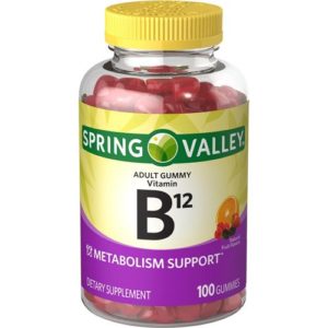 Spring Valley Adult Gummy Vitamin B12  Metabolism Support  Natural Fruit Flavor  100 Gummies