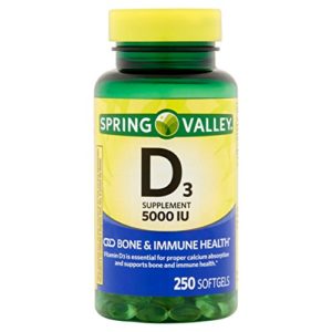Spring Valley Vitamin D3 Softgels  5000 IU  250 Count Bottle