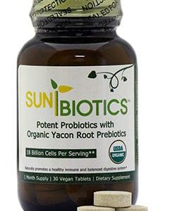 Sunbiotics  1 USDA Certified Organic Probiotic w Organic Yacon Root Prebiotics  30 Veg Tabs