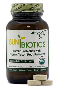 Sunbiotics  1 USDA Certified Organic Probiotic w Organic Yacon Root Prebiotics  30 Veg Tabs 1 Sunbiotics  1 USDA Certified Organic Probiotic w Organic Yacon Root Prebiotics  30 Veg Tabs