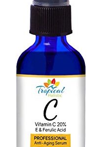 Tropical Holistic 20  Vitamin C Serum for Face 2 fl oz  100  Natural with Vitamin E  Ferulic Acid  Green Tea - Premium Anti Aging Anti-Wrinkle Facial Serum For Youthful Skin