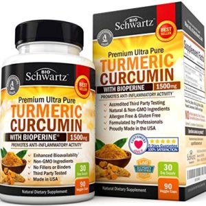 Turmeric Curcumin with Bioperine 1500mg  Highest Potency Available  Premium Pain Relief   Joint Support with 95  Standardized Curcuminoids  Non-GMO  Gluten Free Turmeric Capsules with Black Pepper