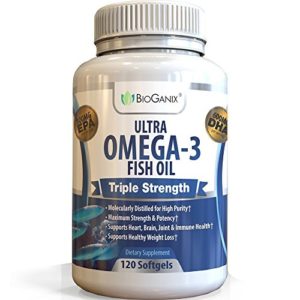 Ultra Omega-3 Fish Oil 2000mg Supplement w 800 EPA   600 DHA   Vitamin E (120 Softgels) Triple Strength Pharmaceutical Grade Natural Fatty Acids From Deep Blue Ocean Fish In Liquid Capsules