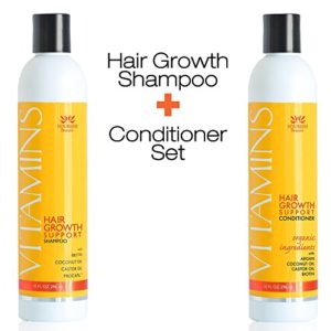VITAMINS Hair Loss Shampoo and Conditioner w Natural Growth Factors  Argan Oil   Biotin - Clinically Tested Treatment for Men and Women  Guaranteed Results