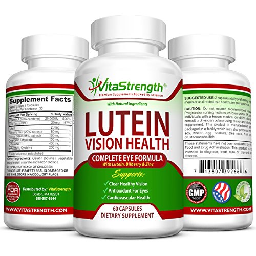 Vision Health Complete Eye Formula With Essential Vitamins For Eyes - With 20mg Lutein Plus Bilberry Zinc and Other Eye Care Nutrients - Lutein For Eyes - 60 Eye Vision Capsules 1 Vision Health Complete Eye Formula With Essential Vitamins For Eyes - With 20mg Lutein Plus Bilberry Zinc and Other Eye Care Nutrients - Lutein For Eyes - 60 Eye Vision Capsules