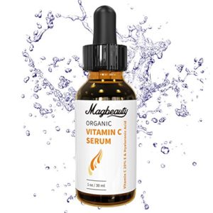 Vitamin C Serum Hyaluronic Acid  Magbeauty Dark Spot Corrector for Face and Natural Vitamin C  Organic Anti-Aging Serum with Vitamin E  for Face  Skin - 20   1fl oz