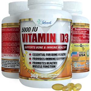 Vitamin D3 5000 IU  360 softgels Vitamin D in Organic Olive Oil  High Potency Cholecalciferol Enhanced Absorption