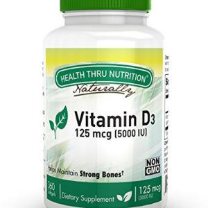 Vitamin D3 5000 IU  Non-GMO  360 Mini Softgels  Soy Free  USP Grade Natural Vitamin D