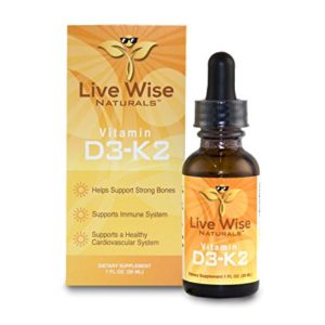 Vitamin D3 with K2 Liquid Drops  All Natural  Non GMO  1208IU D3 and 25mcg K2 (MK7) per Serving  Strengthen Bones  Boost Immune System and Energy Levels