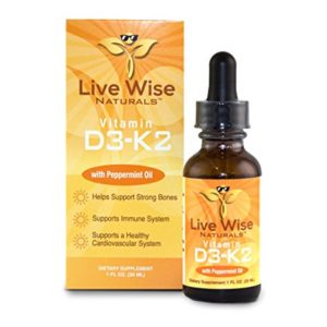 Vitamin D3 with K2 Liquid Drops for Best Absorption  All Natural  Non GMO  1208IU D3 and 25mcg K2 (MK7) Per Serving  Strengthen Bones  Boost Immune System and Energy Levels  with Peppermint Oil