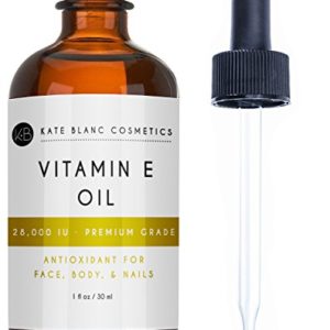 Vitamin E Oil by Kate Blanc  Moisturizes Face and Skin  100  Pure  Extra Strength  28 000 IU  Premium Grade  Antioxidants  Reduce Appearance of Scars  Wrinkles  Dark Spots  Free eBook w Recipes (1 oz)