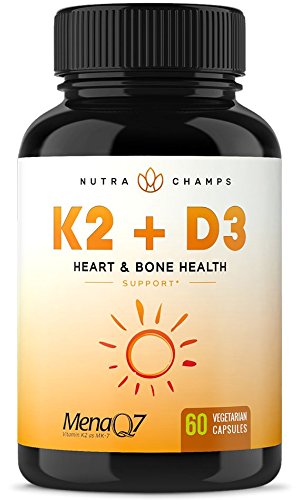 Vitamin K2 MK7 with D3 Supplement for Strong Bones   Healthy Heart - Premium Vitamin D   K Complex - 5000 IU of Vitamin D 3   100 mcg of MenaQ7 Vitamin K 2 MK-7-60 Small Vegan Capsules