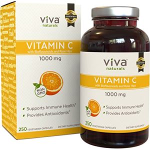 Viva Naturals Premium Non-GMO Vitamin C with Bioflavonoids   Rose Hips  1000 mg  250 Veg Caps