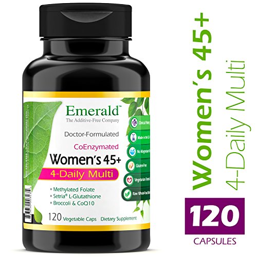Women's 45  4-Daily Multi - Multivitamin with CoQ10  Vitamin K2 (MK-7)   L-Glutathione - Supports Healthy Heart  Strong Bones  Balanced Hormones - Emerald Laboratories - 120 Vegetable Capsules