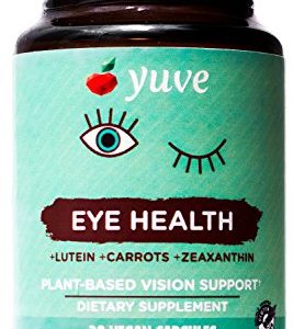 Yuve Natural Lutein 20mg Vitamin Supplement - Benefits for Dry Eyes - Reduce Eye Strain   Fatigue - Vegan  Non-GMO  Gluten-Free - Memory  Brain and Focus Booster - Lutemax 2020-30 Veggie Caps