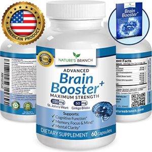 ★ ADVANCED Brain Support Supplement Memory Focus   Clarity Booster PLUS EBOOK Energy Enhancer Ginkgo Biloba St Johns Wort Vitamins Power Boost Nootropic 60 Brain Health Function Pills
