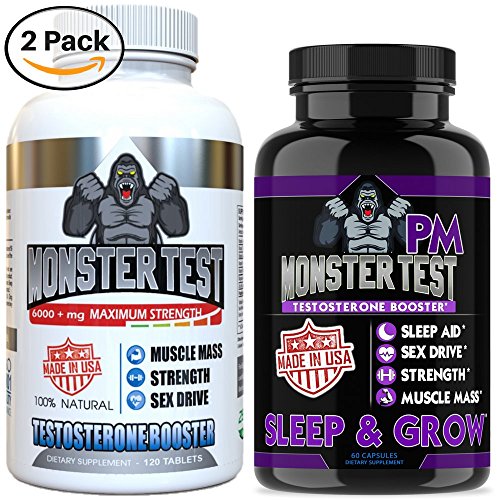 Angry Supplements Testosterone Booster for Men (2 Pack) Monster Test (120 Tablets) Monster PM (60 Capsules) Sleep Aid Builds Muscle Mass Both Boost Energy Sex Drive All Natural Made in USA 1 Angry Supplements Testosterone Booster for Men (2 Pack) Monster Test (120 Tablets) Monster PM (60 Capsules) Sleep Aid Builds Muscle Mass Both Boost Energy Sex Drive All Natural Made in USA