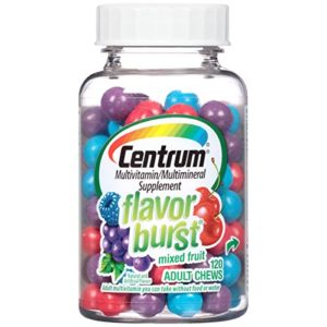 Centrum Adult Flavor Burst (120 Count  Mixed Fruit Flavor) Multivitamin Multimineral Supplement Chews  Vitamin A  Vitamin C  Vitamin D