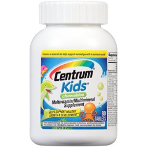 Centrum Kids Chewables (80 Count  Cherry  Orange  Fruit Punch Flavor) Multivitamin Multimineral Supplement Tablet  Vitamin A  Vitamin C  Vitamin E