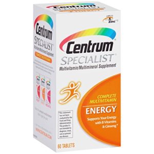 Centrum Specialist Energy Adult (60 Count) Multivitamin   Multimineral Supplement Tablet  Vitamin D3  C  B-Vitamins and Ginseng