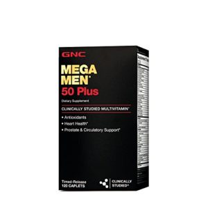 GNC Mega Men 50 Plus Daily Multivitamin  Supports Memory Function  Prostate Heart Health - 120 Caplets