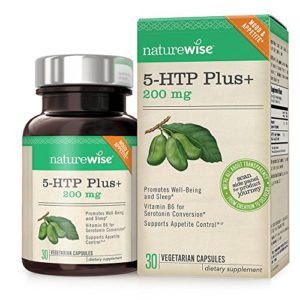 NatureWise 5-HTP Max Potency 200mg   Mood Support  Natural Sleep Aid   Helps Curb Appetite   Delayed Release Capsules Easier on the Stomach   Enhanced with Vitamin B6   Non-GMO  Vegetarian  30 count