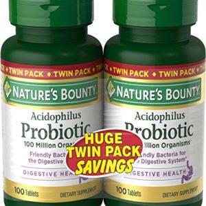 Nature's Bounty Probiotic Acidophilus  100 Tablets (Pack of 2)  Dietary Supplement for Digestive Health(1)  with Friendly Bacteria  Gluten Free  Dairy Free