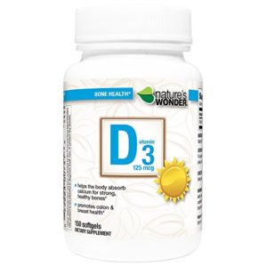 Nature's Wonder Vitamin D3 5000 IU (125mcg) Soft Gels  150 Count