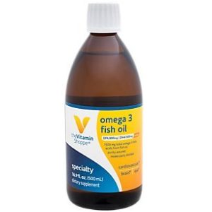 The Vitamin Shoppe Omega 3 Fish Oil 1500mg  EPA 800mg DHA 500mg  Purity Assured  Molecularly Distilled to Support Cardiovascular  Joint and Brain Health Citrus (16 9 Fluid Ounces)