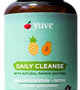 Yuve Natural Papaya Chewable Digestive Enzymes - Promotes Better Digestion   Nutrient Absorption - Helps with Costipation  Bloating  Detox  Leaky Gut   Gas Relief - Vegan  Non-GMO  Gluten-Free - 90ct