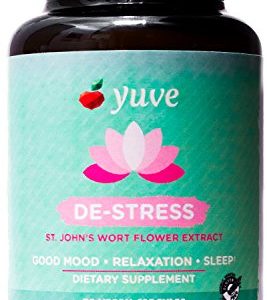 Yuve Vegan Anxiety Relief Vitamin Supplement - Mood Enhancer   Mental Health Support - 300 mg All Natural   Pure St  John's Wort Extract - Promotes Well Being - Non-GMO  Gluten-Free - 50 Veg Capsules
