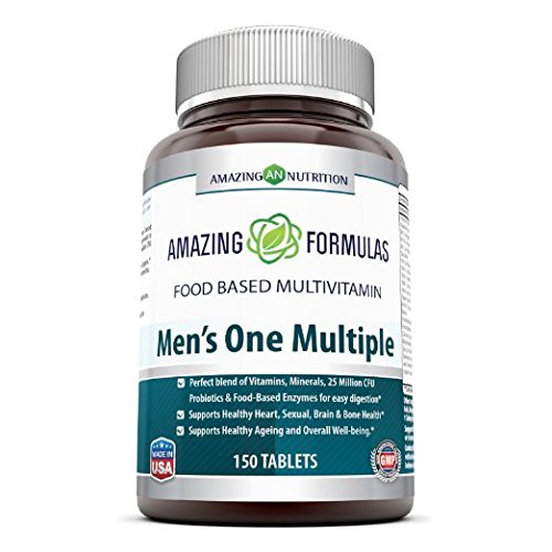 Amazing Formulas Men's One Multiple 150 Tablets - Perfect blend of vitamins minerals 25 million CFU probiotics food-based enzymes for easy digestion supports healthy heart sexual 1 Amazing Formulas Men's One Multiple 150 Tablets - Perfect blend of vitamins minerals 25 million CFU probiotics food-based enzymes for easy digestion supports healthy heart sexual