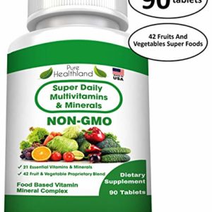 FOOD BASED Super Daily Multivitamin Supplement Tablets Best For Adult Men Women Seniors With 42 Natural Fruits Vegetables Blend  21 Essential Vitamins Minerals  Boost Your Immune System And Energy