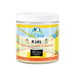 allOne Kids Multiple Vitamin   Mineral Powder   Once Daily Multivitamin Powder for Children w Whole Food Rice Base   Sugar Free  Vegan   30 Servings